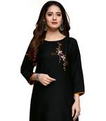 Black cotton embroidered stitched   kurti