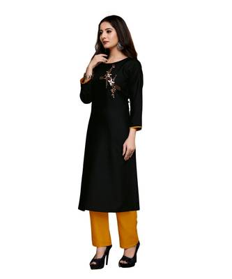 Black cotton embroidered stitched   kurti 3