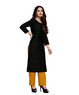 Black cotton embroidered stitched   kurti 4
