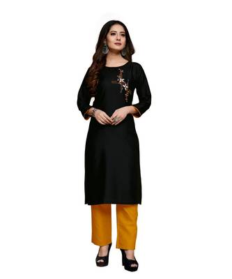 Black cotton embroidered stitched   kurti 5