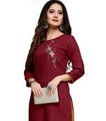 Red cotton embroidered stitched   kurti