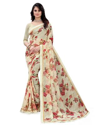 off white Georgette with blouse piece 1