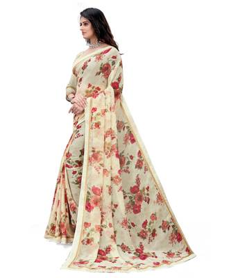 off white Georgette with blouse piece 2