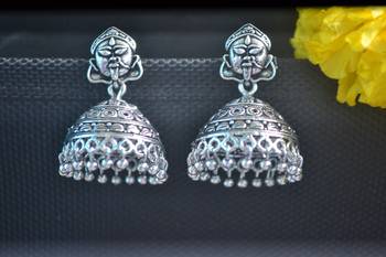Fancy Designer Ethnic Silver jhumkas Earrings 1