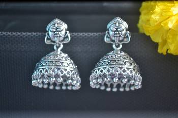 Fancy Designer Ethnic Silver jhumkas Earrings 2