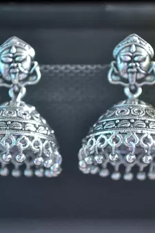 Fancy Designer Ethnic Silver jhumkas Earrings