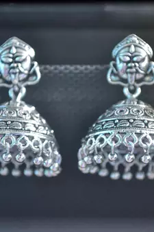 Fancy Designer Ethnic Silver jhumkas Earrings