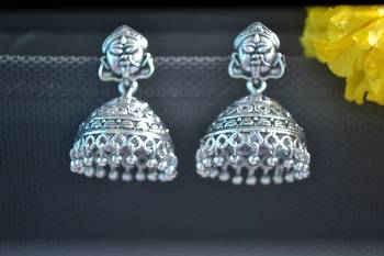 Fancy Designer Ethnic Silver jhumkas Earrings 4