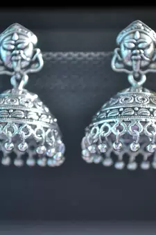 Fancy Designer Ethnic Silver jhumkas Earrings