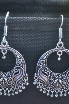 Feminine Designer Ethnic Silver jhumkas Earrings