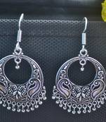 Feminine Designer Ethnic Silver jhumkas Earrings