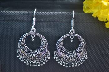 Feminine Designer Ethnic Silver jhumkas Earrings 2