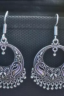 Feminine Designer Ethnic Silver jhumkas Earrings