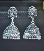 Floral Designer Ethnic Silver jhumkas Studs Earrings