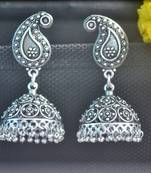 Keri Motif Designer Ethnic Oxidised Silver jhumkas Earrings