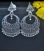 Floral designer ethnic Oxidised silver jhumkas studs earrings
