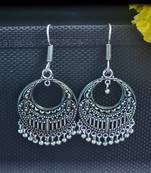 Floral designer ethnic silver Oxidised Circular jhumkas Dangler earrings