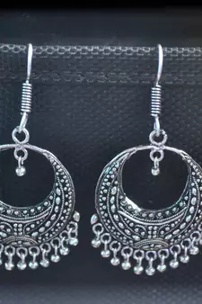 Fancy Designer Ethnic oxidised Silver jhumkas Earrings