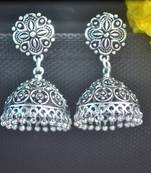 Floral designer ethnic jhumki silver Oxidised jhumkas Studs earrings