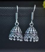 Floral Designer Ethnic oxidised Silver jhumkas Earrings