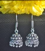 Floral Designer Ethnic oxidised Silver jhumkas or Jhumki Earrings