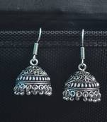 Floral Designer Ethnic oxidised Silver jhumkas or Jhumki Earrings