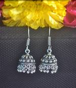 Floral Designer Ethnic oxidised Silver jhumkas or Jhumki Earrings