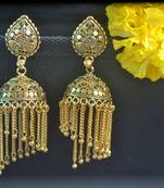 Floral Designer Ethnic oxidised golden jhumkas or Jhumki Earrings