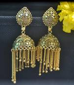 Floral Designer Ethnic oxidised Golden jhumkas or Jhumki Earrings