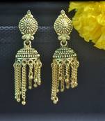 Floral Designer Ethnic oxidised Golden jhumkas or Jhumki Earrings