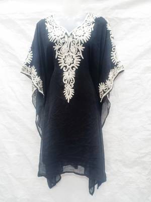 Black embroidered georgette abaya 1