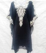 Black embroidered georgette abaya