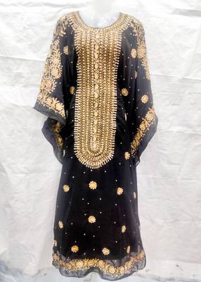 Black embroidered georgette abaya 1