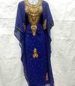 Blue embroidered georgette abaya