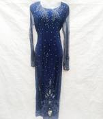 Blue embroidered georgette farasha