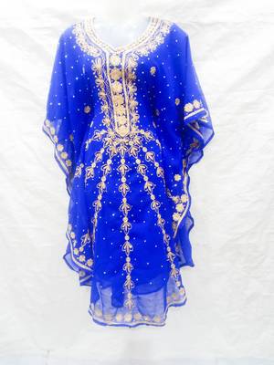 Blue embroidered georgette farasha 1