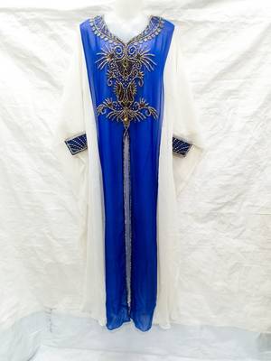 Blue embroidered georgette farasha 1