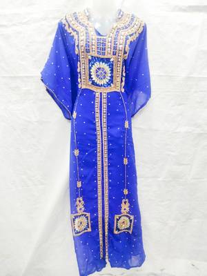 Blue embroidered georgette farasha 1