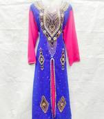 Blue embroidered georgette farasha