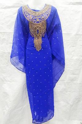 Blue embroidered georgette farasha 1