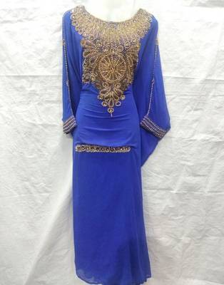 Blue embroidered georgette farasha 1