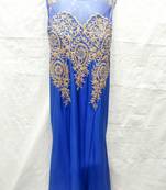Blue embroidered georgette farasha