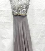 Dark-grey embroidered georgette farasha