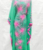Green embroidered georgette islamic-kaftans