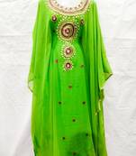 Green embroidered georgette islamic-kaftans