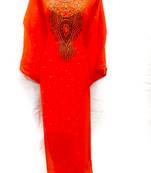 Orange embroidered georgette islamic-kaftans