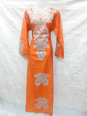 Orange embroidered georgette islamic-kaftans 1