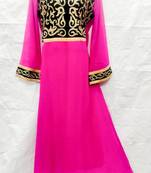 Pink embroidered georgette islamic-kaftans