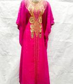 Pink embroidered georgette islamic-kaftans