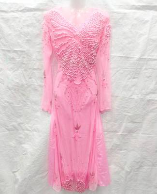 Pink embroidered georgette islamic-kaftans 1